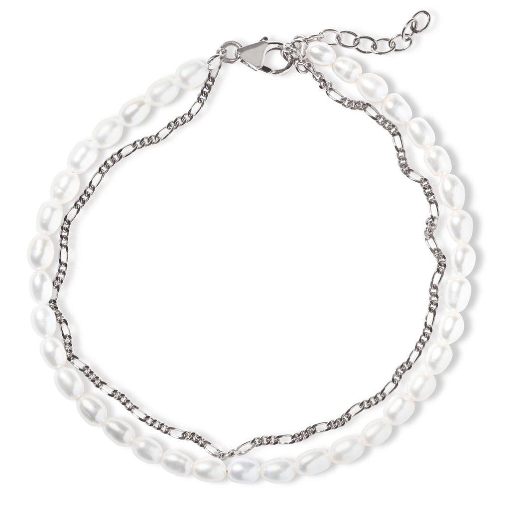 Double Strand Pearl Bracelet Sterling Silver