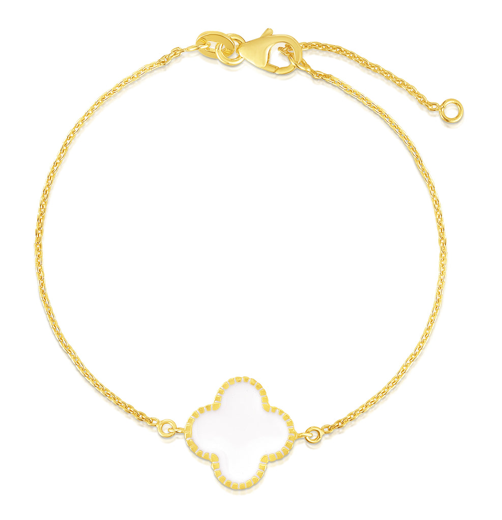 White Enamel Clover Bracelet