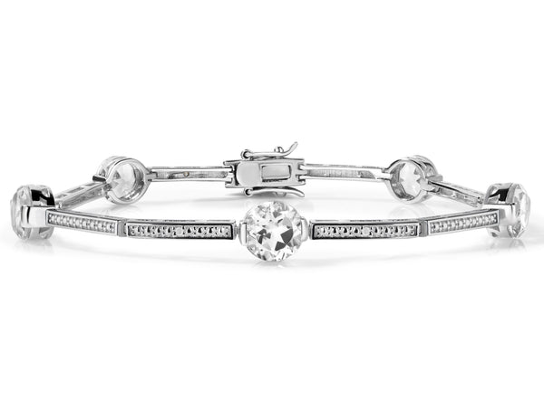Bezel-Set Topaz & Diamond Bracelet