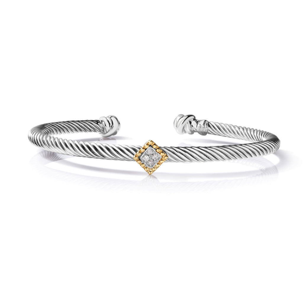 Diamond Cable Link Cuff Bracelet
