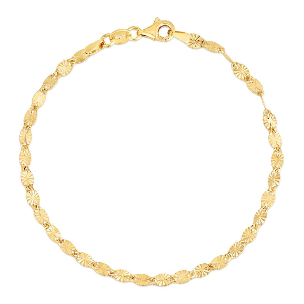 Oval Link Diamond Cut Vermeil Bracelet