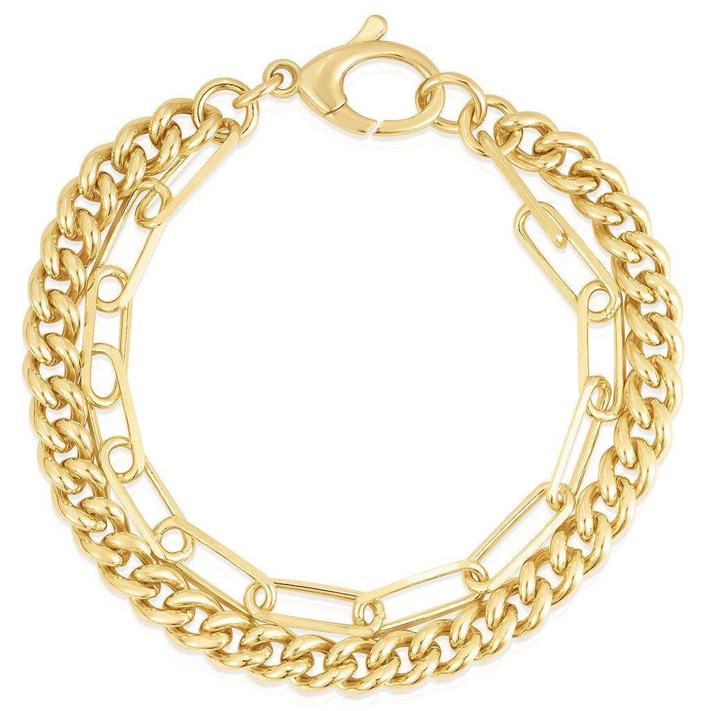 Curb and Paperclip Bracelet- Vermeil