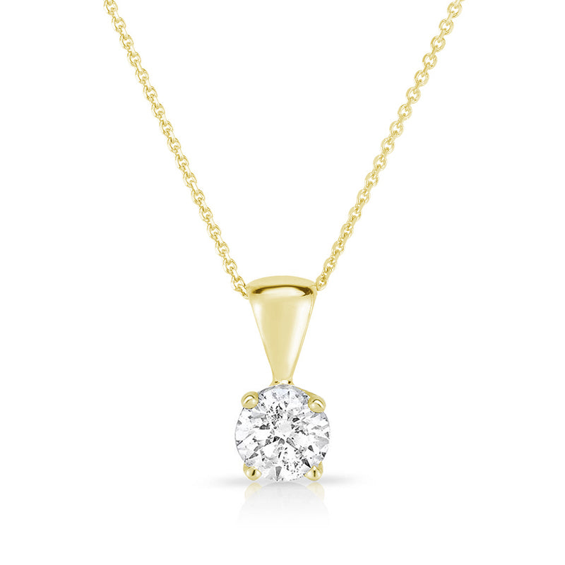 Classic Diamond Solitaire Necklace in 14k Yellow Gold