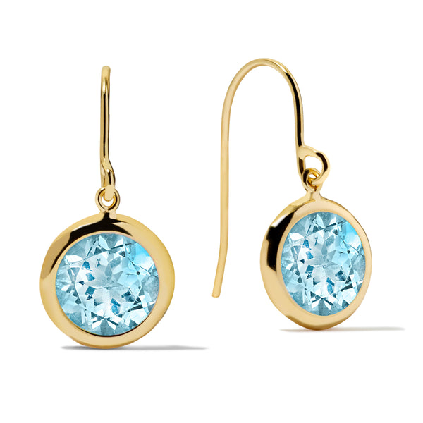 Round Blue Topaz Earrings