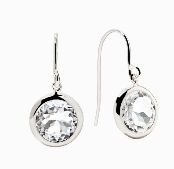 Round White Topaz Earrings