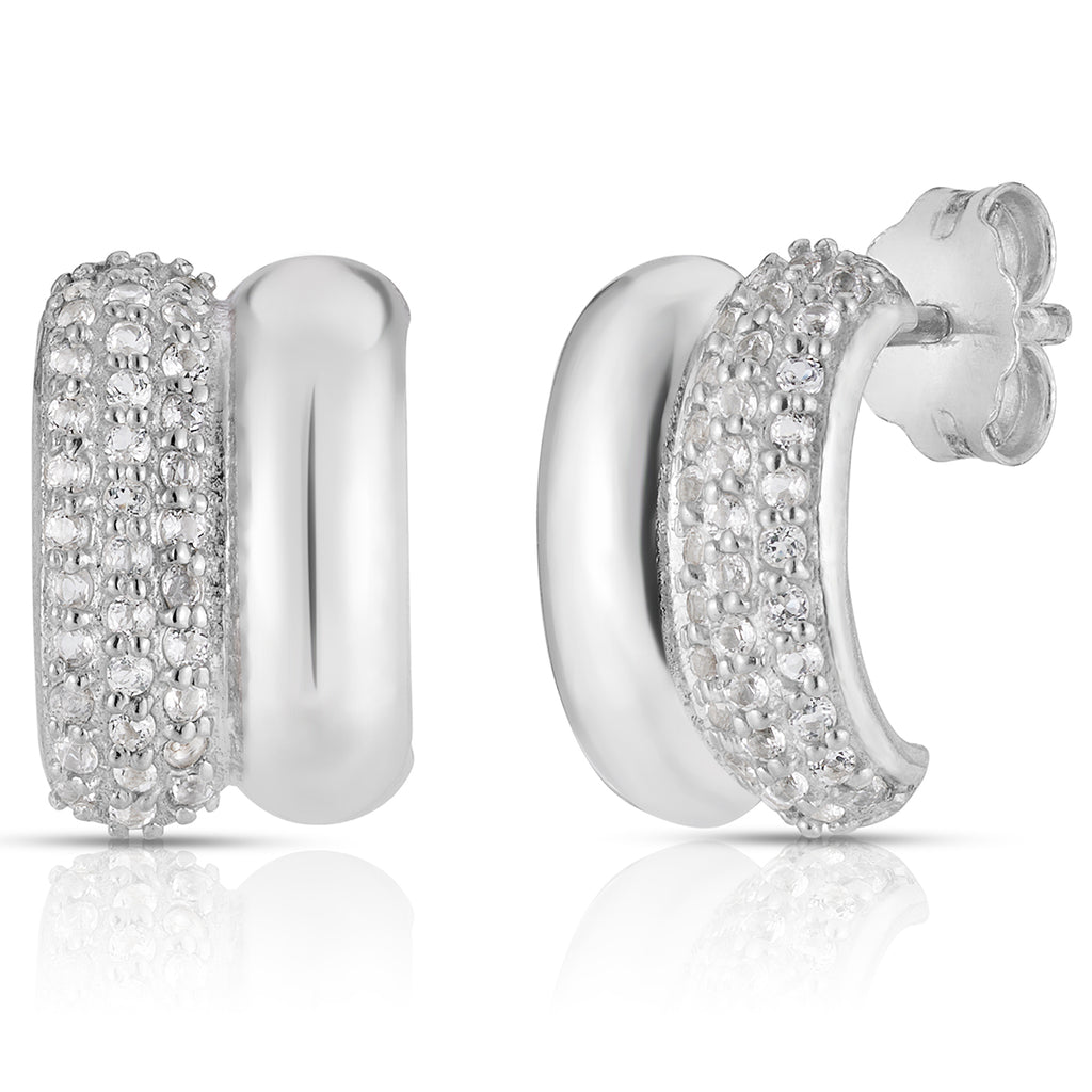 White Topaz Double Half Huggies