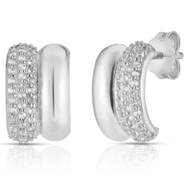 White Topaz Double Half Huggies