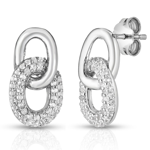 White Topaz Chain Link Drop Earrings