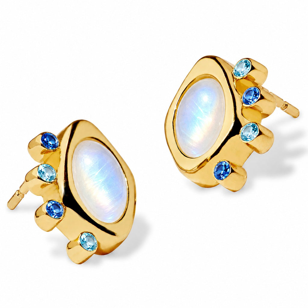 Asymmetric Moonstone Studs- Final Sale