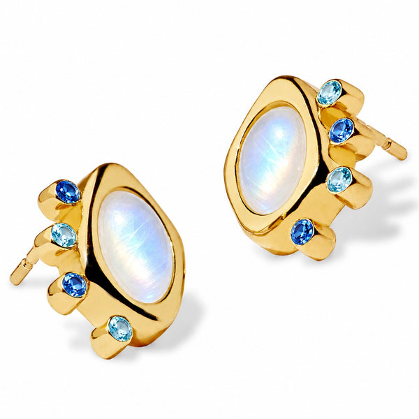 Asymmetric Moonstone Studs- Final Sale