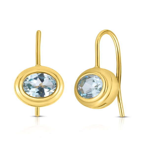 Oval Blue Topaz Earrings