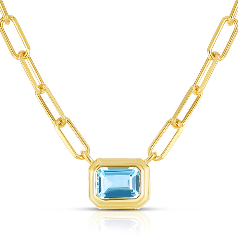Blue Topaz Paperclip Necklace