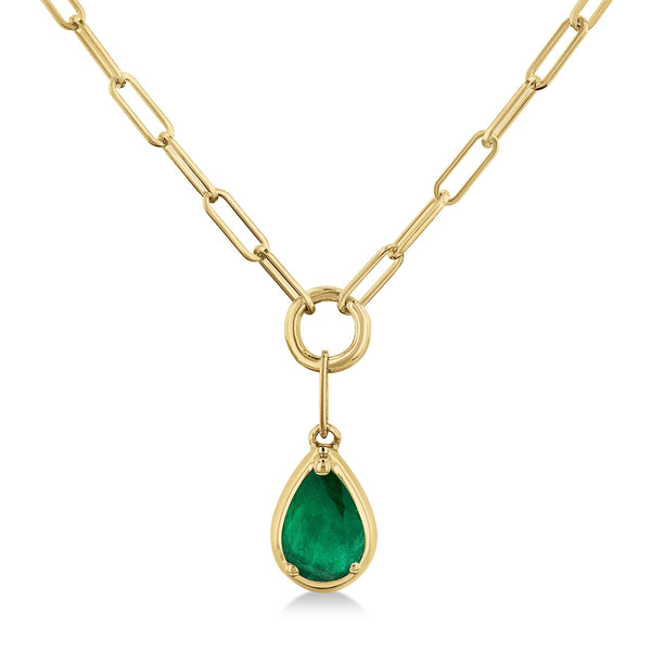 Emerald Solitaire Pendant Necklace