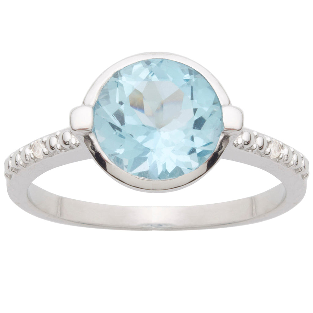 Blue Topaz & Diamond Ring