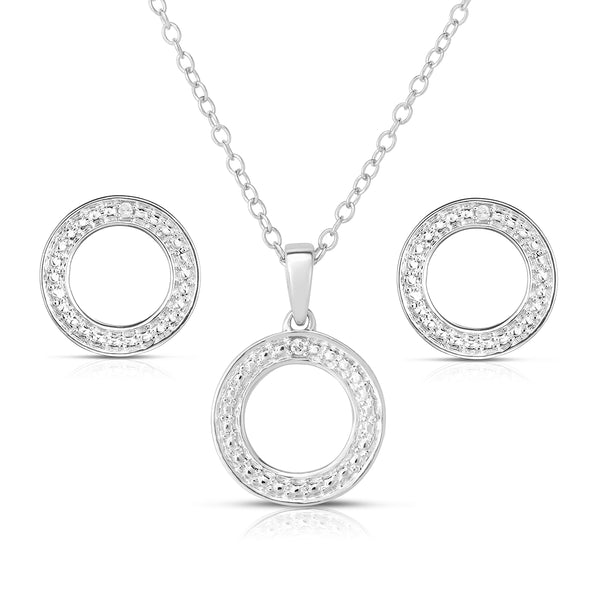Diamond Geometric Earring & Necklace Set