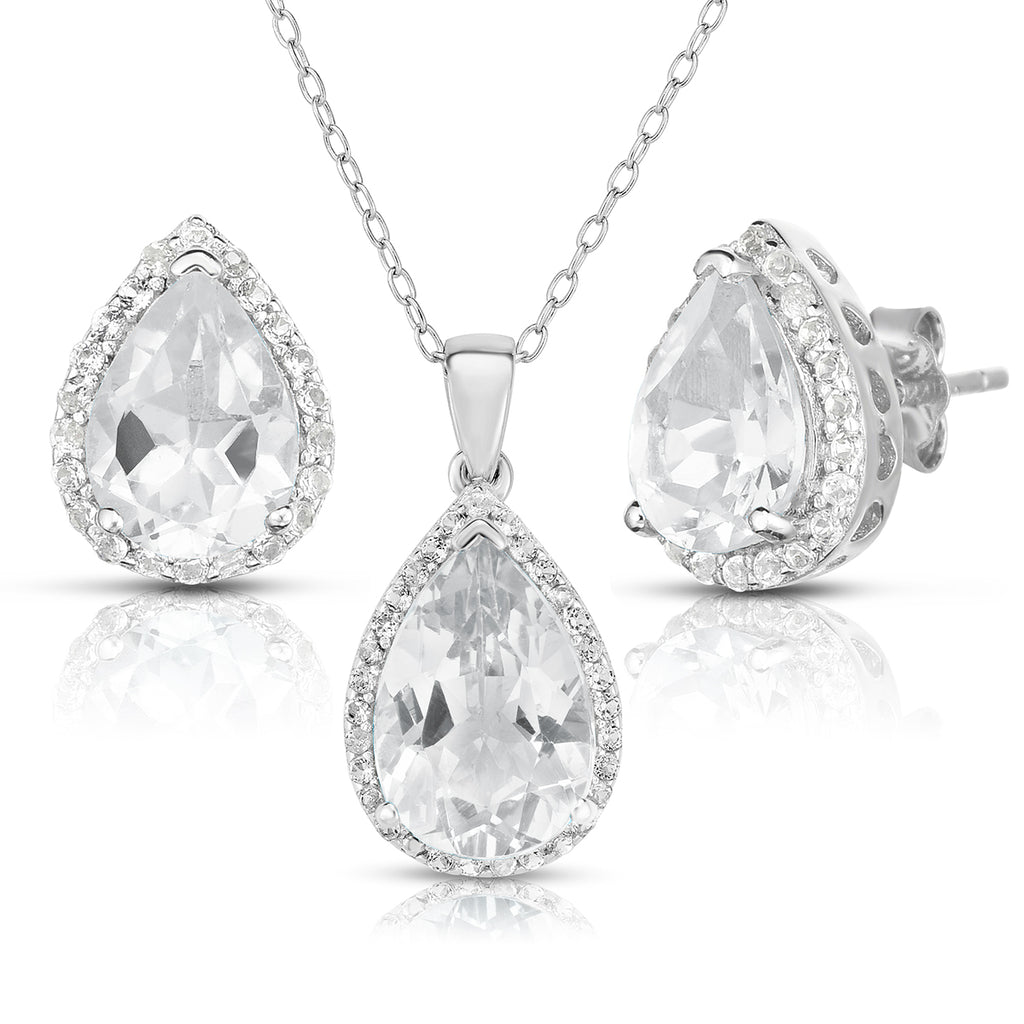 White Topaz Earrings & Necklace Set