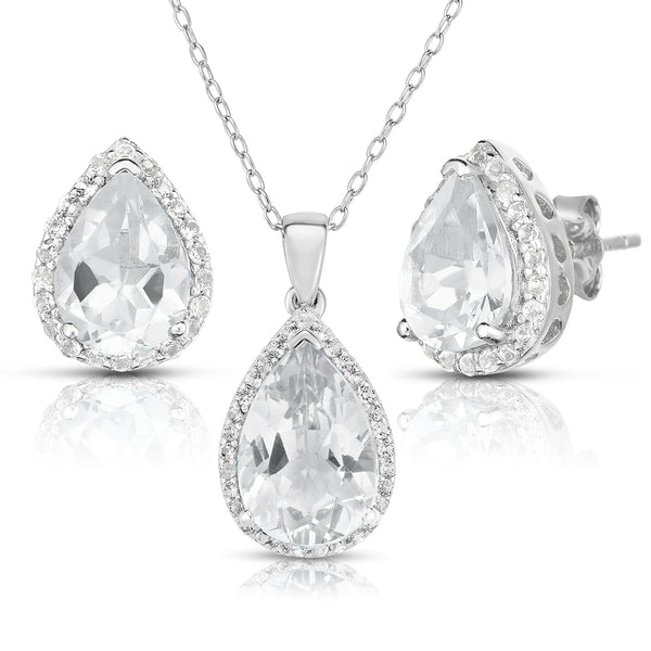White Topaz Earrings & Necklace Set