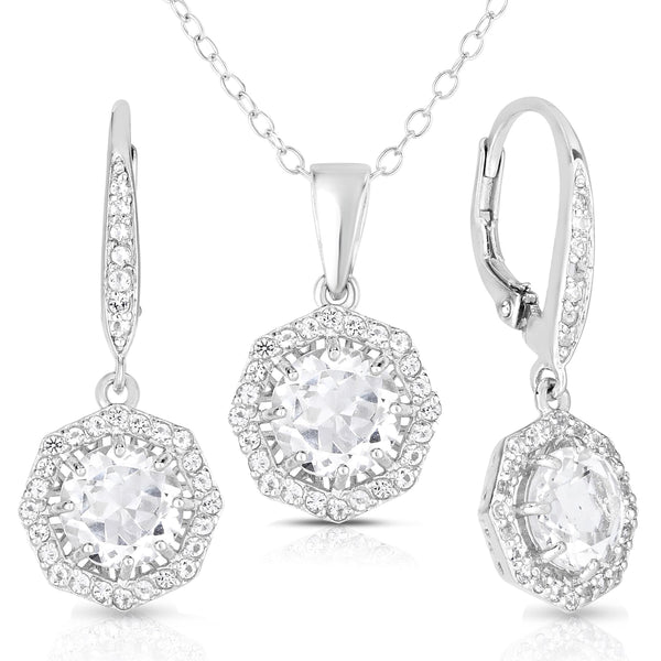 White Topaz Earrings & Necklace Set