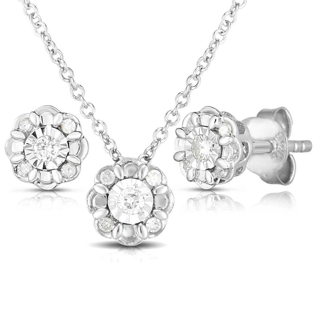 Diamond Earrings and Necklace Set