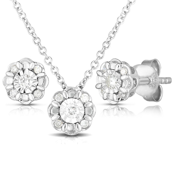 Diamond Earrings and Necklace Set