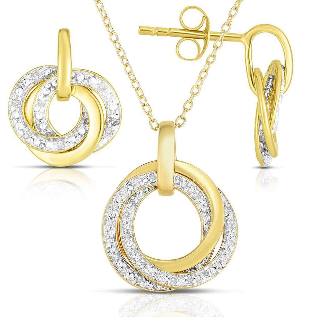 Tri Circle Earrings and Necklace Set