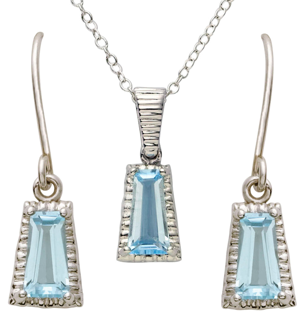 Blue Topaz Earrings & Necklace Set