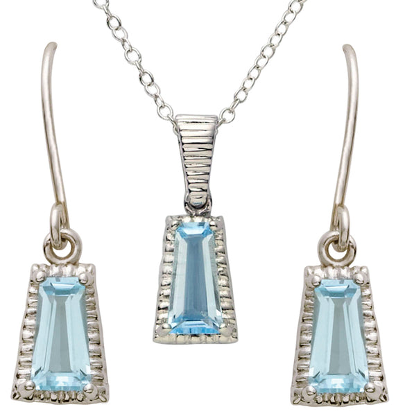 Blue Topaz Earrings & Necklace Set
