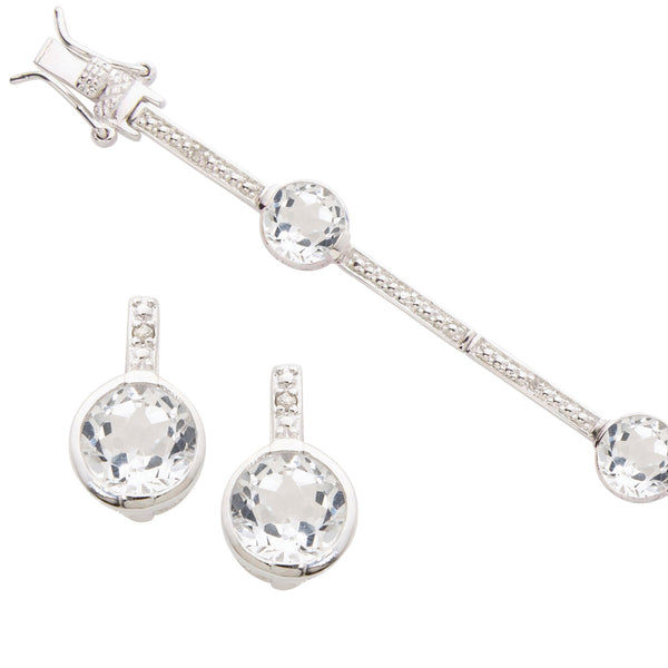 White Topaz Bracelet & Earring Set
