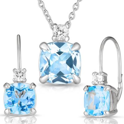 Blue Topaz Earrings and Necklace Set