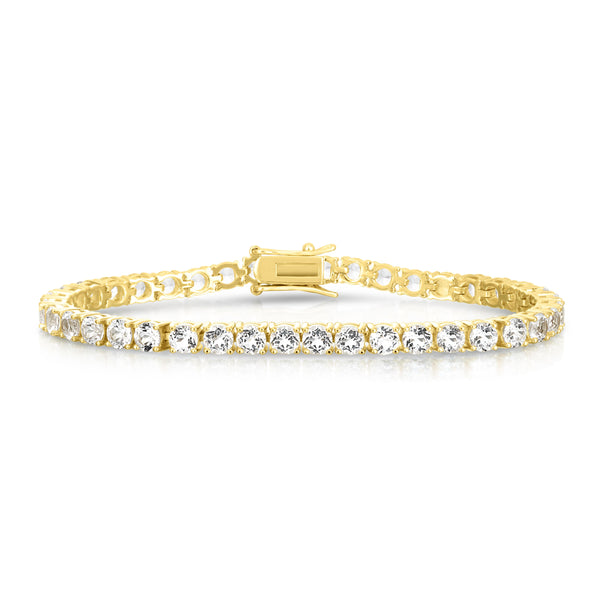 Round White Topaz Tennis Bracelet- Vermeil