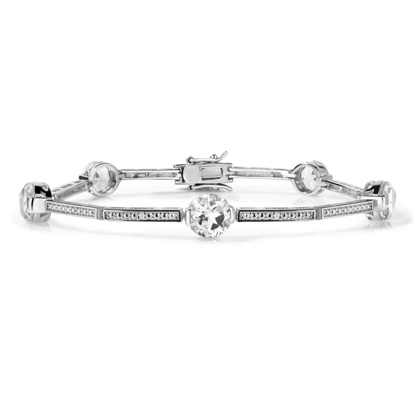 Bezel-Set Topaz & Diamond Bracelet