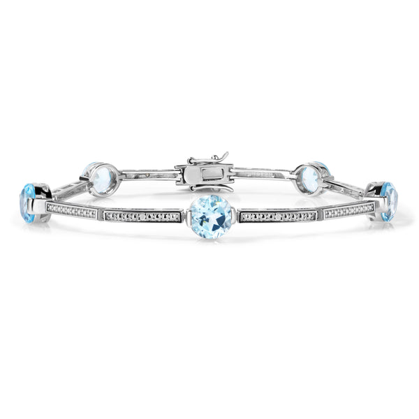 Bezel-Set Topaz  & Diamond Bracelet