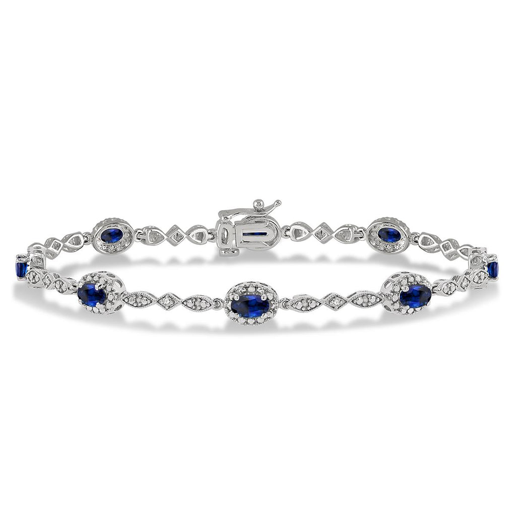 Oval Gemstone & Diamond Bracelet
