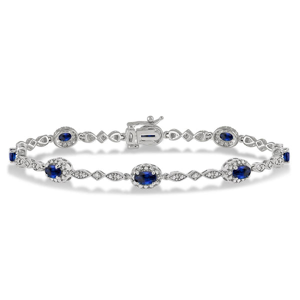 Oval Gemstone & Diamond Bracelet