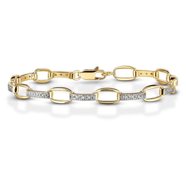 Contemporary Sterling Silver Diamond Bracelet