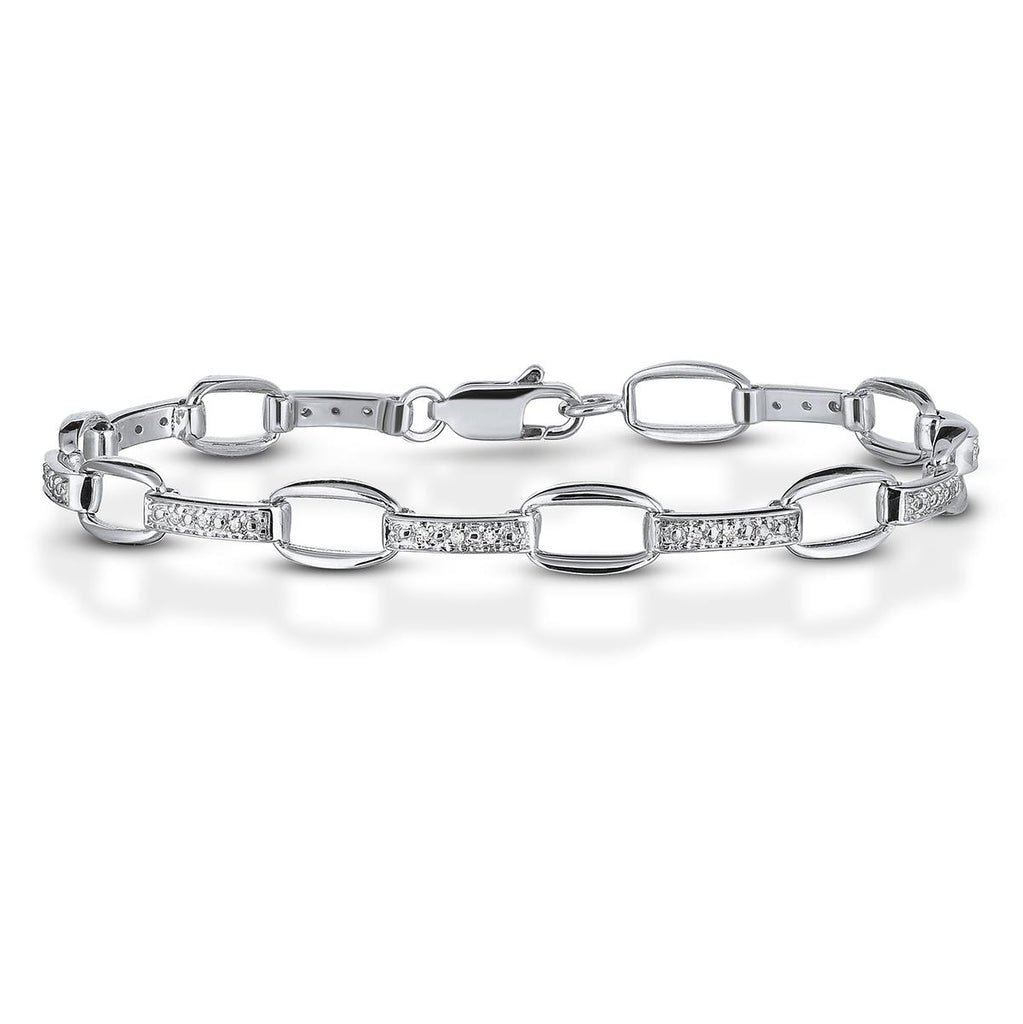 Contemporary Sterling Silver Diamond Bracelet