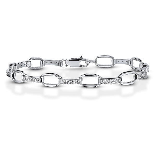 Contemporary Sterling Silver Diamond Bracelet