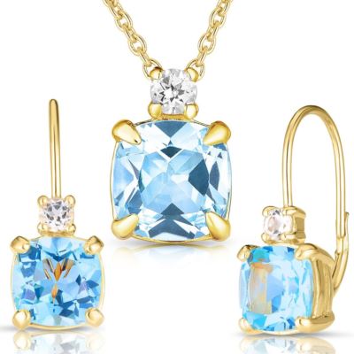 Blue Topaz Earrings and Necklace Set