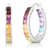 Gemstone Sterling Silver Hoop Earrings