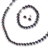 photo of black pearl set, includes earrings, 7" bracelet and an 18" strand