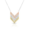 photo of V pendant, .15twt round diamonds set in sterling silver with yellow and rose gold overlay with cable chain