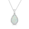pear-shaped opal necklace surrounded by the brilliance of white sapphire accents